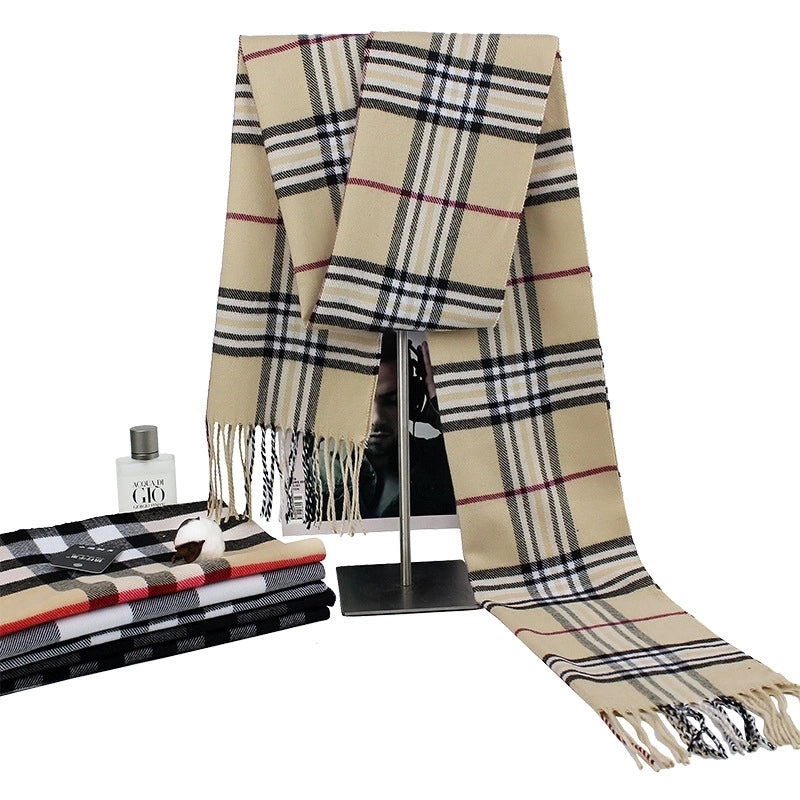 New Autumn And Winter Imitation Cashmere Student Men’s Business Casual Brushed Thick British Plaid Scarf Long Men’s Scarf