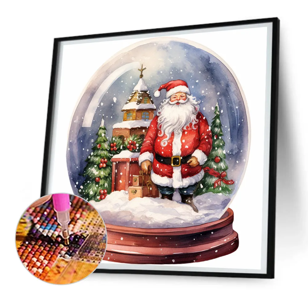 Diamond Painting - Full Round Drill - Santa Claus Crystal Ball(Canvas|30*30cm)