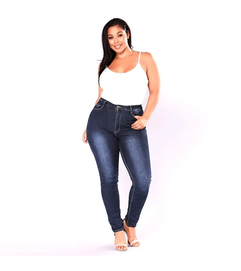 Fashion Simple Classic Oversize Elastic Pencil Street-wear Cheapest High Waist Women Jeans Pants