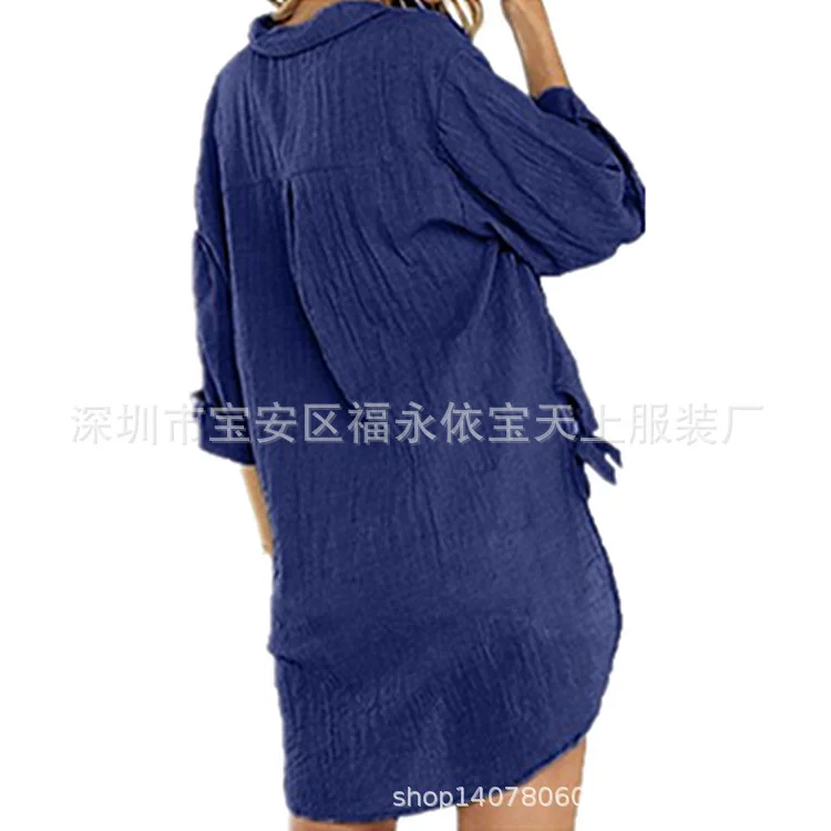 Wongn Wongn / Summer 2024 Women's New Linen Cotton Linen Shirt Irregular Cardigan Women