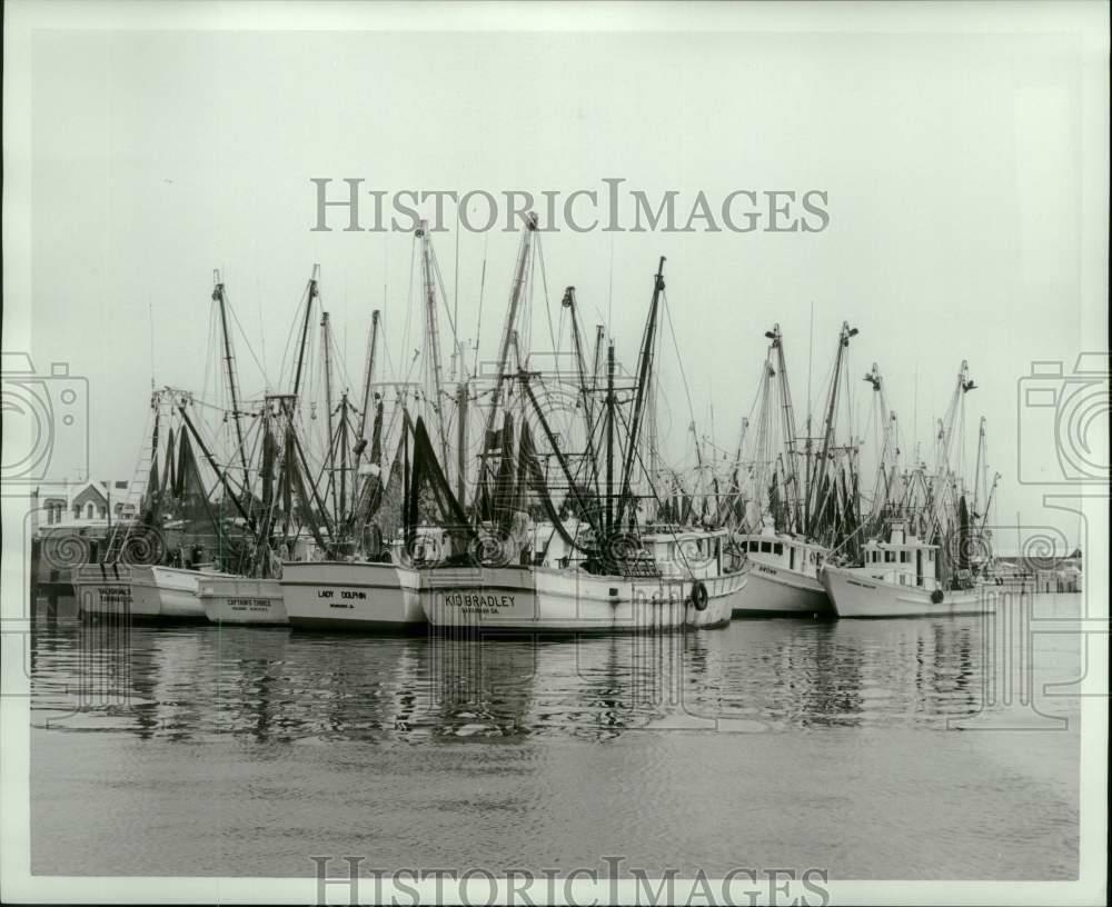 Press Photo Poster painting Commercial Fishing Shrimp Fleet in Fernandina Beach - lry13989