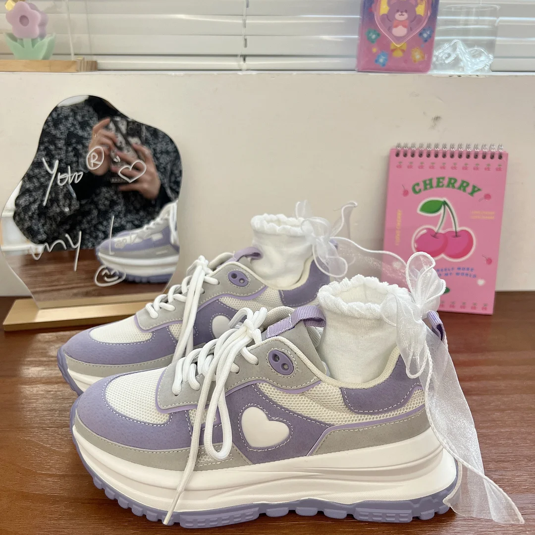 Vstacam 2022 Lolita Shoes New Pink Platform Sneakers Sweet Purple Japanese Women Shoe College Girls Tennis Shoes Women's Sports Shoes