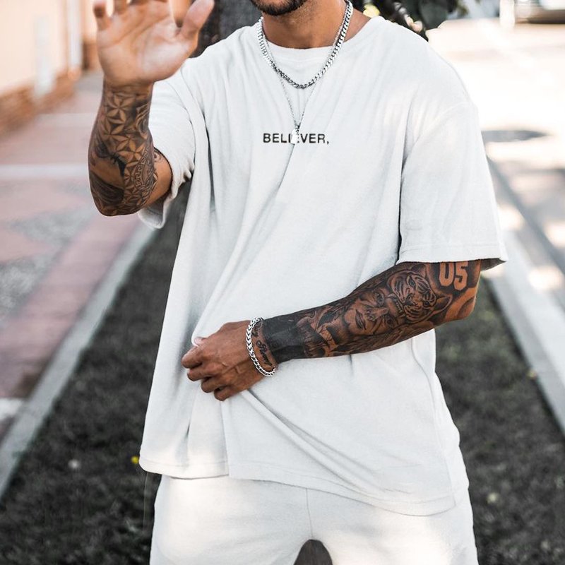 Simple "BELIEVER," Printed Men's Crew Tee