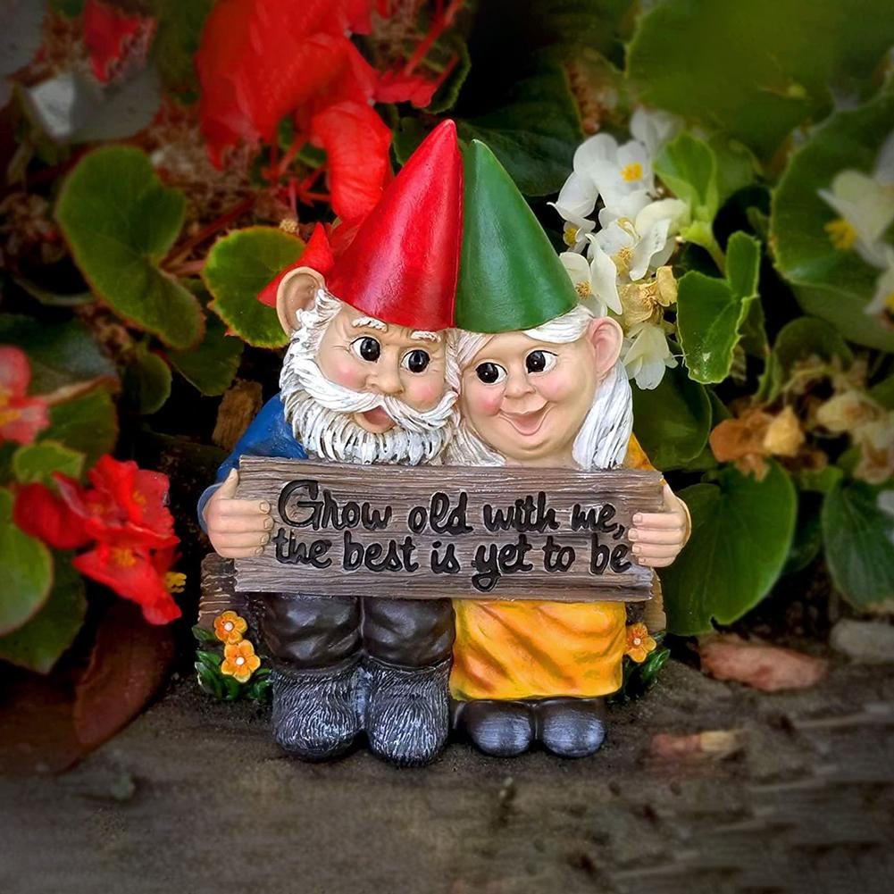 Meticulously Sculpted Garden Gnome Dwarf Couple