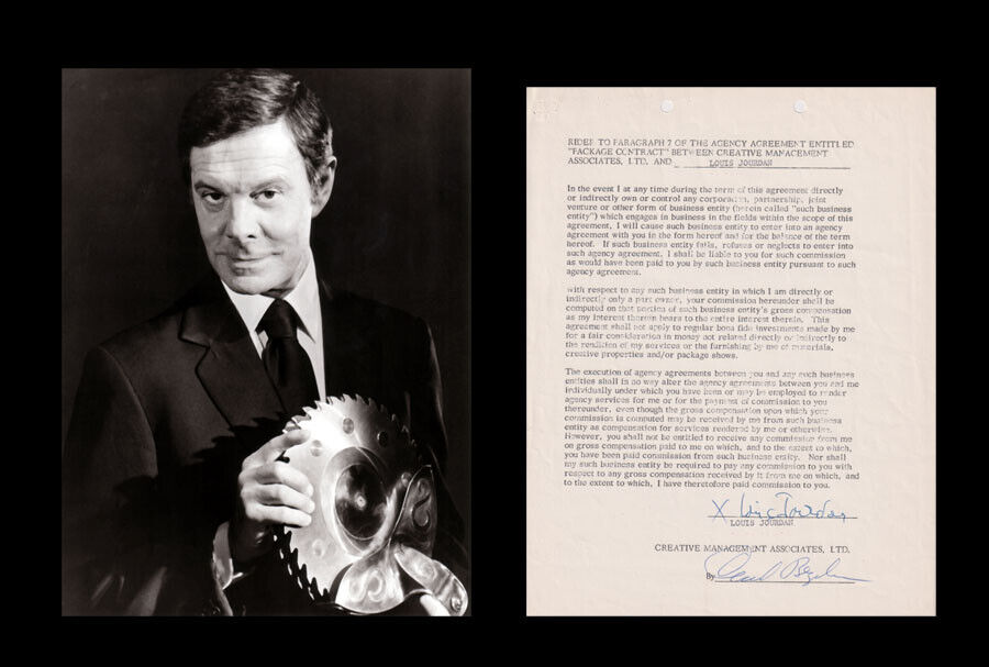 LOUIS JOURDAN (+) MNG. CONTRACT 007 JAMES BOND AUTOGRAPH KAMAL KHAN OCTOPUSSY