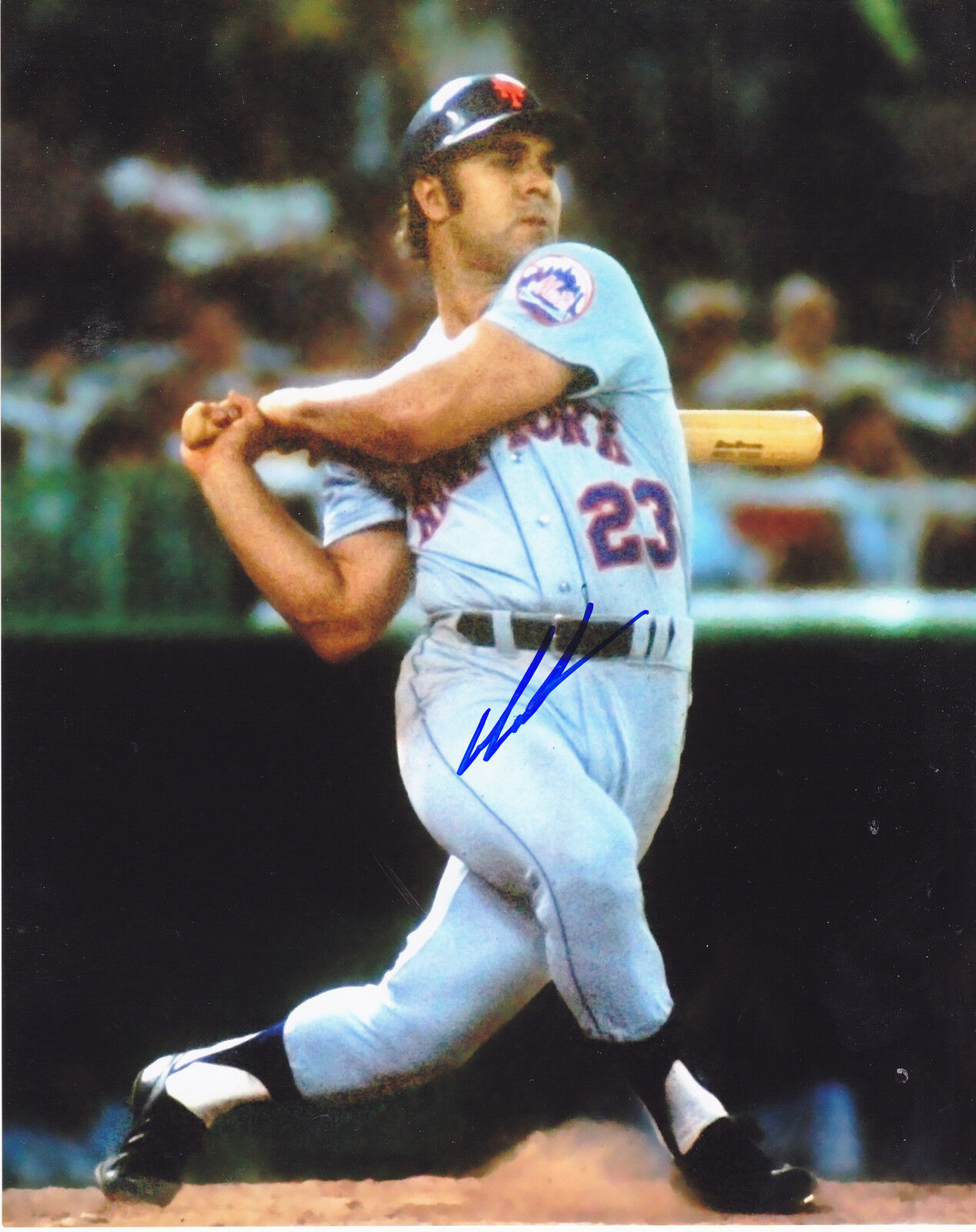 DAVE SCHNECK NEW YORK METS ACTION SIGNED 8x10