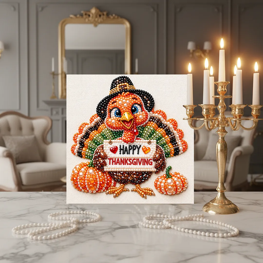 Framed Pearl Painting Kit Thanksgiving Wall Art 7.87x7.87in
