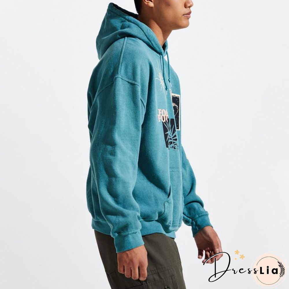 Men's Fashion European Print Loose Hoodie Lh074