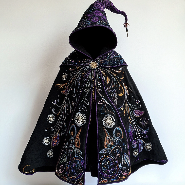 Ethnic print hooded cape robe 44c4