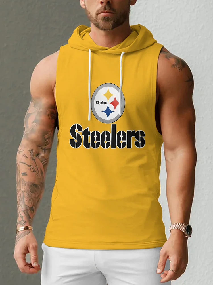 Pittsburgh Steelers Men's  Casual Comfy Sleeveless Hooded Tank Top