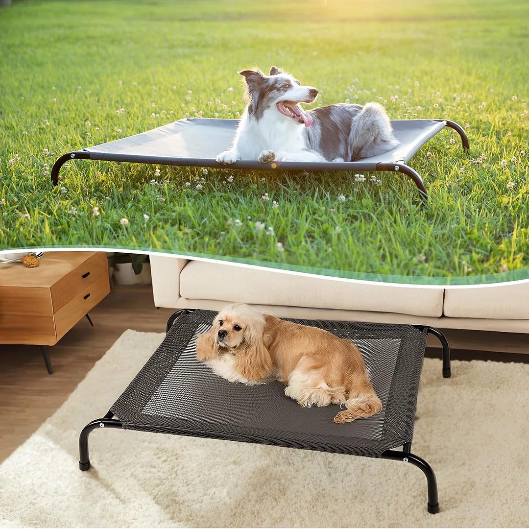 Raised Dog Cot Beds, Heavy Duty Pet Cots with Durable Supportive Recyclable Washable Mesh, Indoor & Outdoor Dog Bed