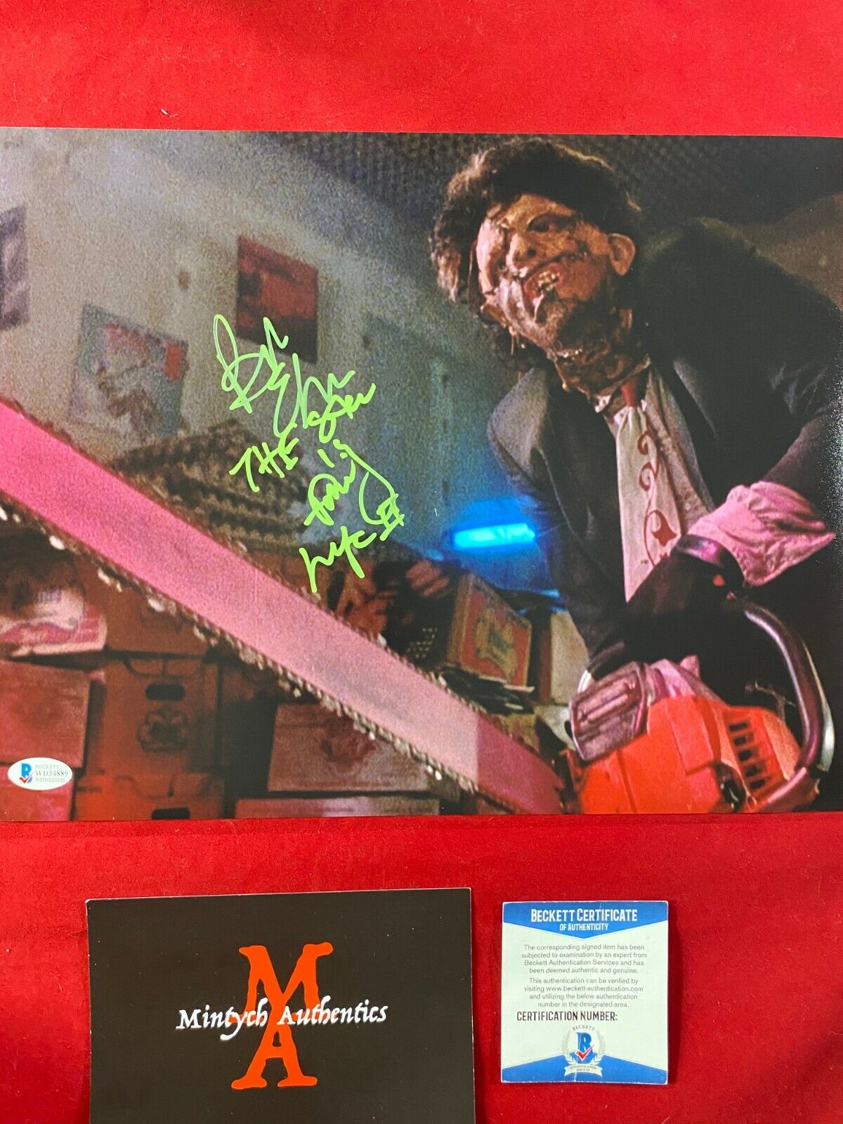 BOB ELMORE SIGNED 11x14 Photo Poster painting THE TEXAS CHAINSAW MASSACRE 2! LEATHERFACE BECKETT