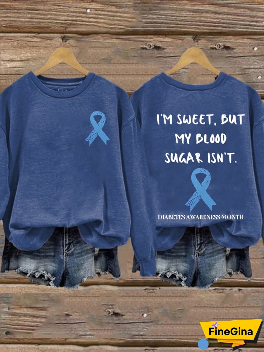 Women's I'M Sweet But My Blood Sugar Isn'T Diabetes Awarenes Print Casual Sweatshirt