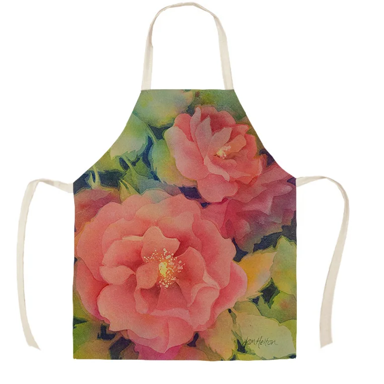 Linen Kitchen Apron - Flower letclo 