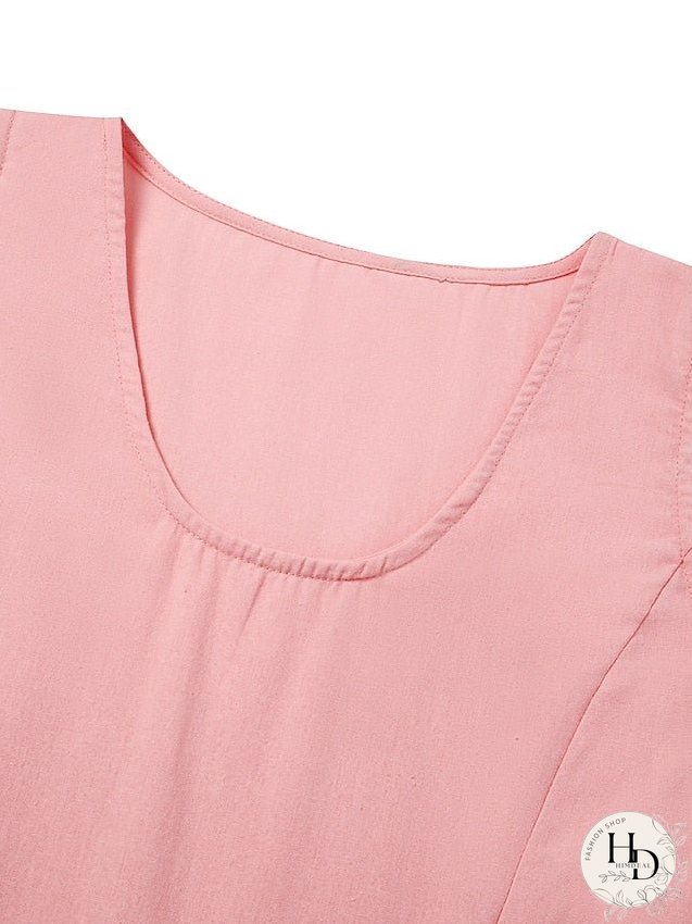 Casual Dress Cotton Dress Shift Dress Midi Dress Blue Pink Khaki Sleeveless Pure Color Pocket Spring Summer Crew Neck Basic Daily Vacation Weekend Loose Fit S M L XL XXL for Women