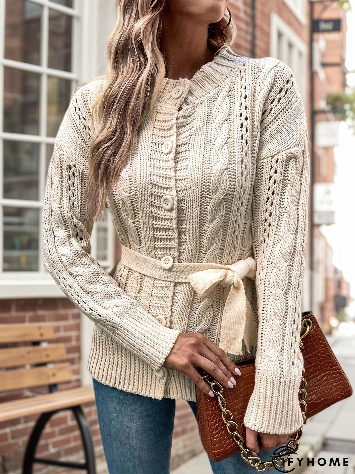 Long Sleeve V Neck Plain Sweater coat | IFYHOME