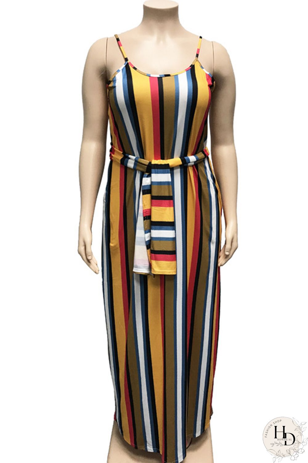 rose red Polyester Sexy O Neck Bandage Striped Print