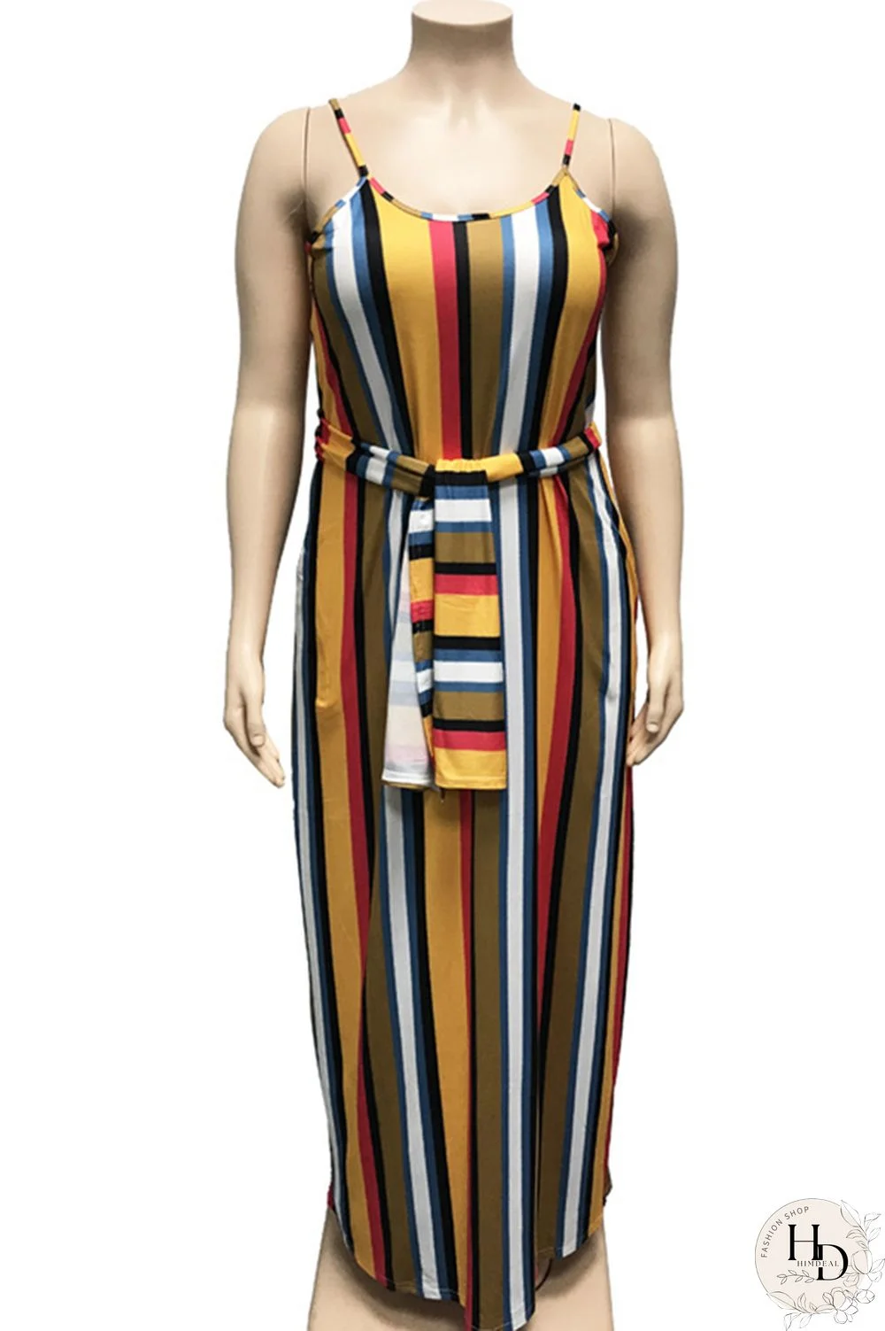 rose red Polyester Sexy O Neck Bandage Striped Print