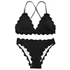 ZAFUL 2019 New Scalloped Criss-cross Bikini Set Swimwear Women Swimsuit Spaghetti Straps Solid Color Summer Beach Bathing Suit