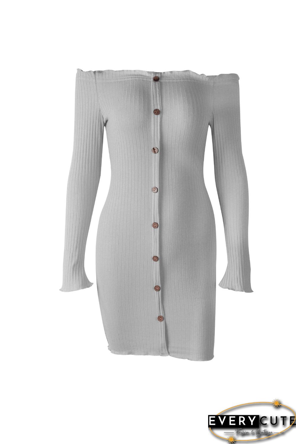 Off Shoulder Long Sleeve Bodycon Mini Dress