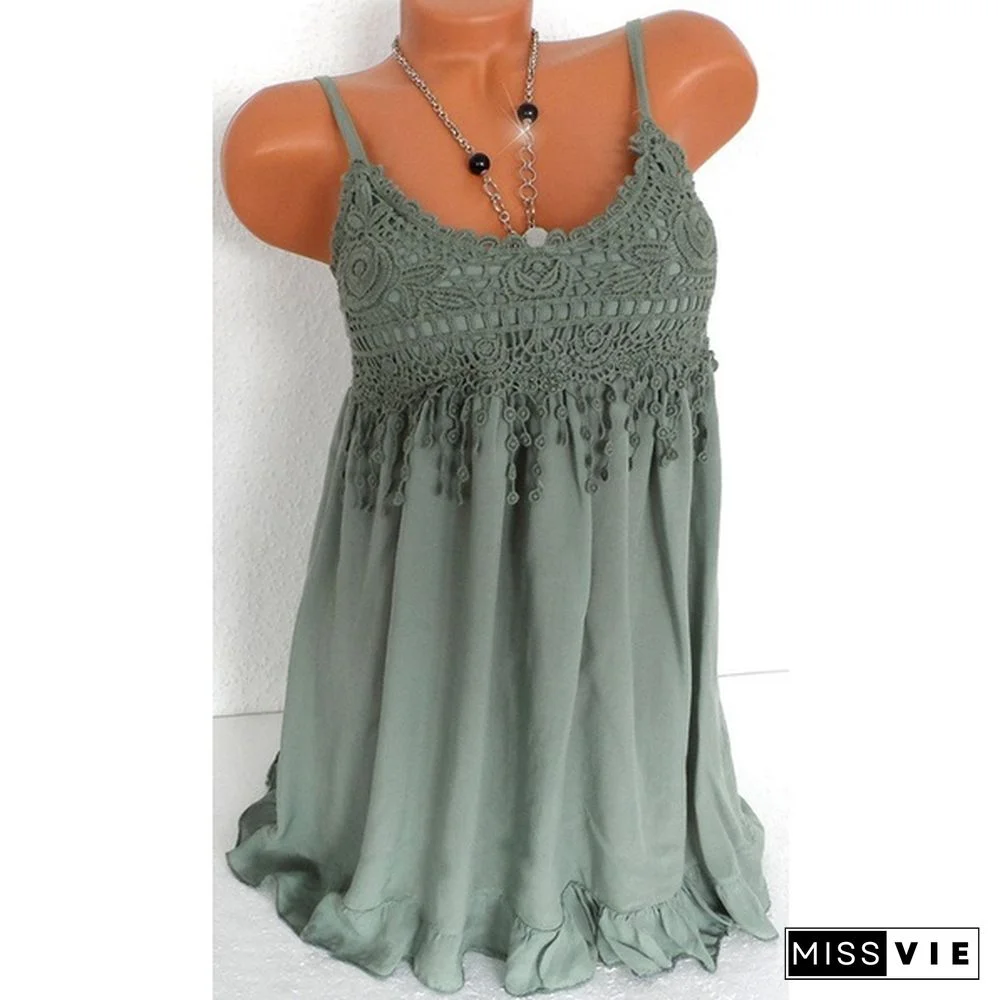 7 Colors Tops Women Lady Sexy Summer Sleeveless Top Blouse Lace Vest Tank Shirt