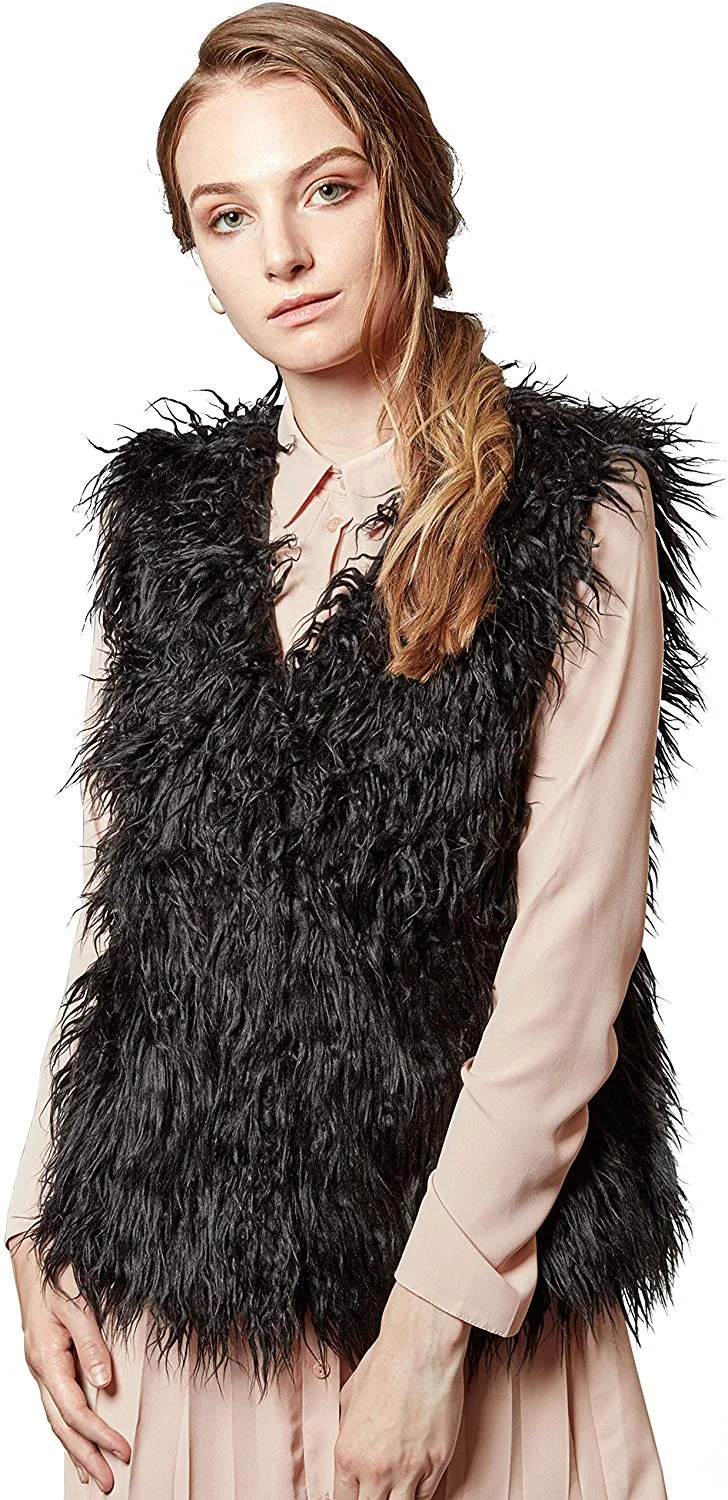 Women's Faux Fur Vest Warm Sleeveless Waistcoat Autumn and Winter Outwear Jacket