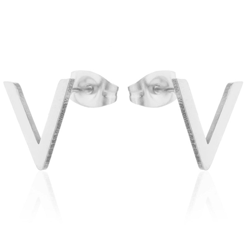 Minimalist Triangle Moon Coconut Tree Stainless Steel Asymmetrical Plating Ear Studs 1 Pair