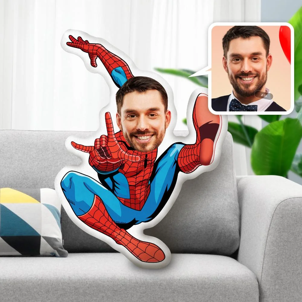My Face Pillow, Custom Pillow, Personalized Photo Pillow Gift Pillow Toy, Superhero, Jumping Spider-Man, MiniMe Pillow Dolls and Toys