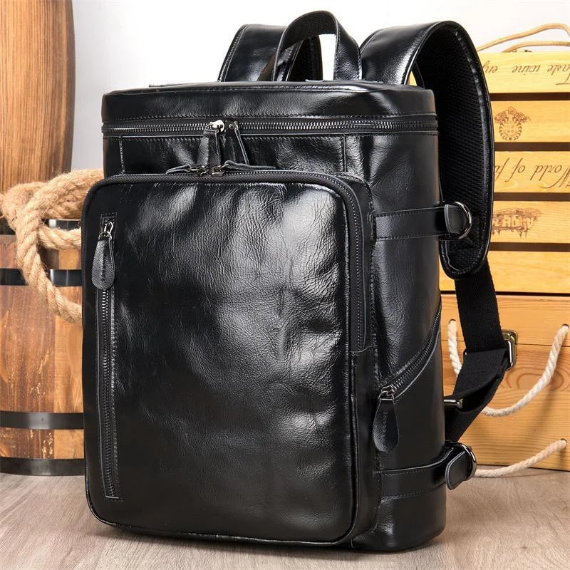 Classic Handbag Retro Leather Computer Large-Capacity Breathable Backpack