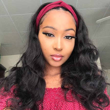 WEQUEEN Body Wave Headband Wig Natural Black Non Lace Front Unit