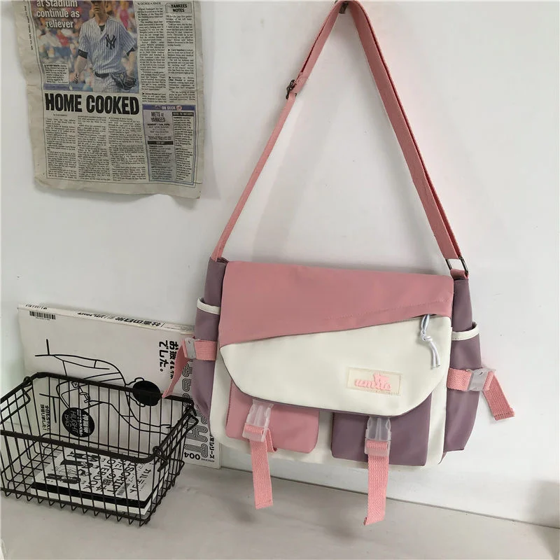 Pongl Messenger Bag Youth Ladies Fashion Handbags Shoulder Bag Student Large Capacity Nylon Crossbody Bags for Women Men Packet