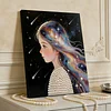 DIY Pearl Painting Long Hair Girl for Home Decor with Frame(30x40cm)