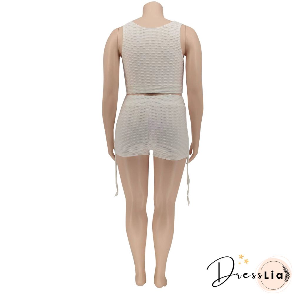 Workout Elastic Tank Crop Tops Biker Shorts Tracksuit