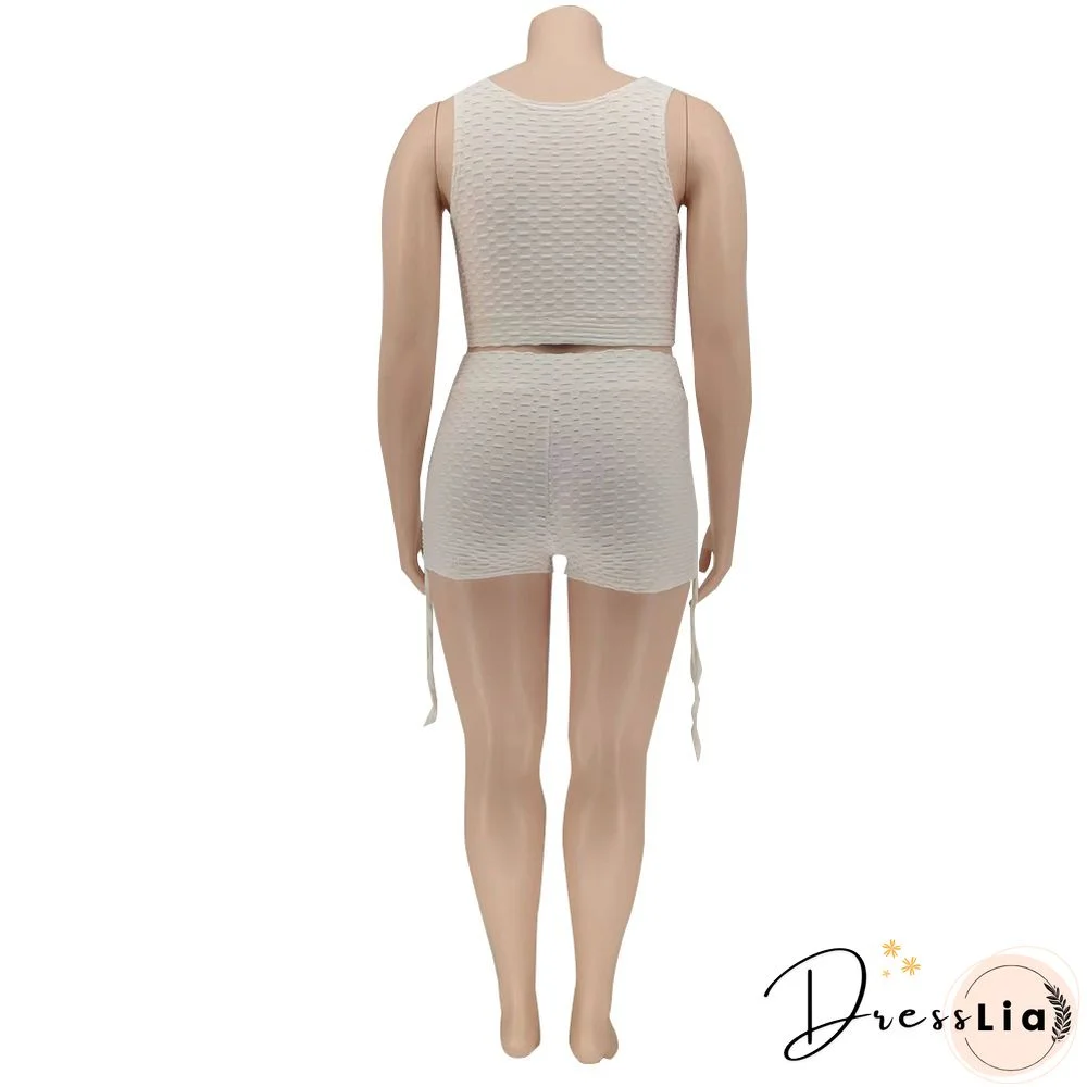 Workout Elastic Tank Crop Tops Biker Shorts Tracksuit