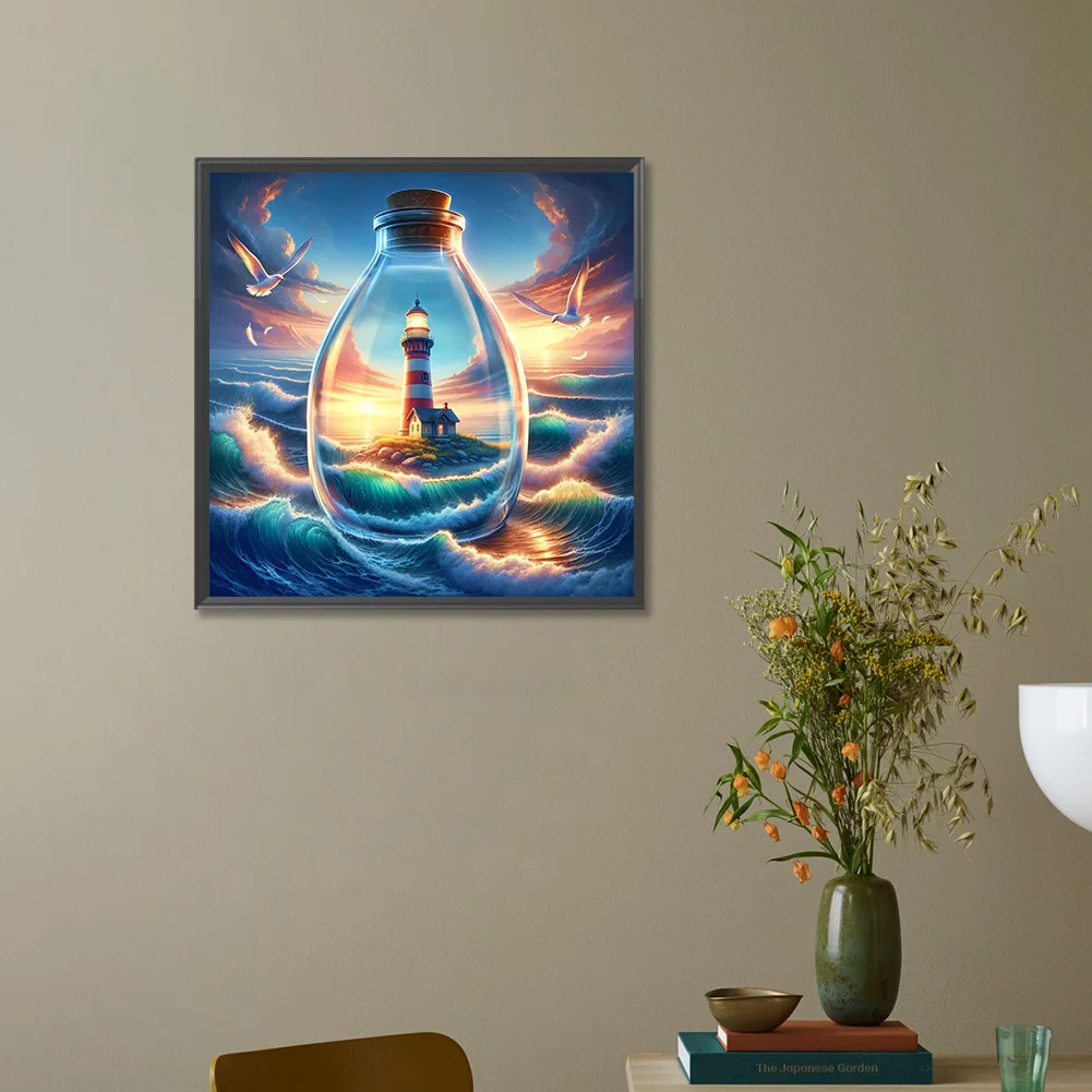 Partial AB Diamond Painting - Full Round Drill - Sea Lighthouse(Canvas|45*45cm)