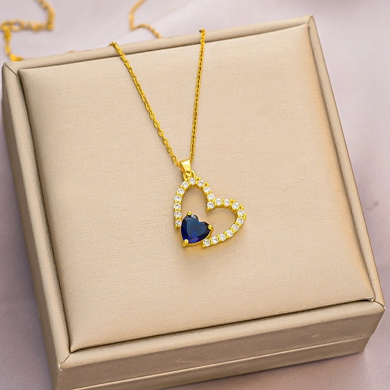 Elegant Animal Star Heart Shape Titanium Steel Rhinestones Plating Inlay Pendant Necklace