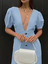 Deep V-Neck Short Sleeve Casual Solid Color Jumpsuit