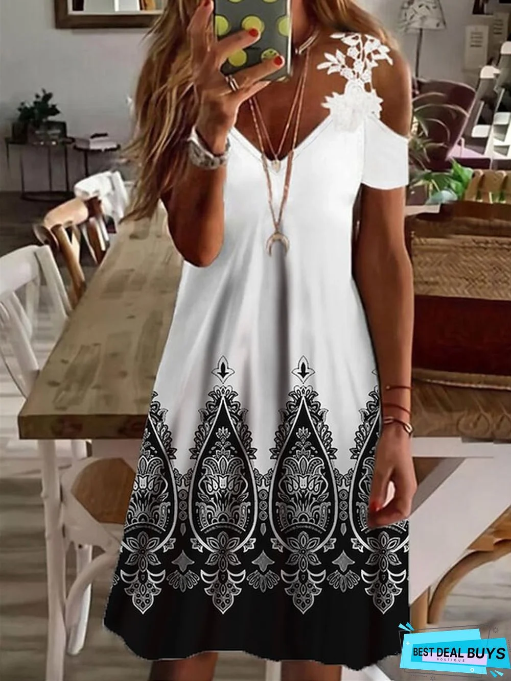 Women's Casual Dress A Line Dress Midi Dress Black Gray Short Sleeve Floral Lace Spring Summer V Neck Vacation 2023 S M L XL XXL 3XL