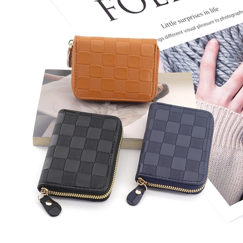 Unisex Solid Color Pu Leather Zipper Wallets