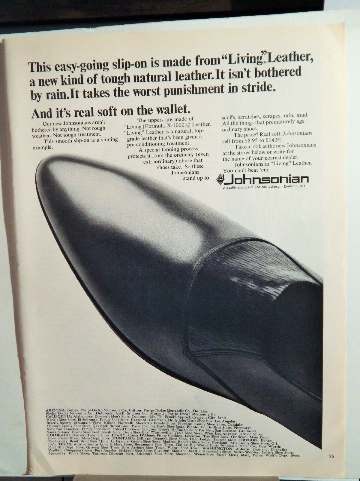 JOHNSONIAN MENS SHOES 1965 Photo Poster painting AD, RARE MUCH SOUGHT EPHEMERA