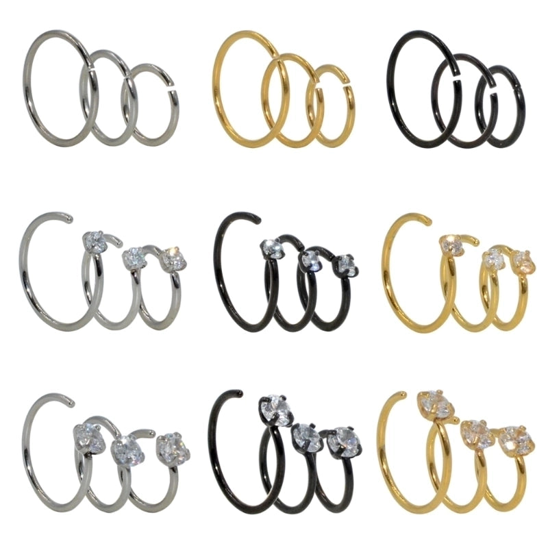 1 Piece Nose Rings & Studs Casual Elegant Vacation Geometric 304 Stainless Steel Plating Zircon 18K Gold Plated Nose Rings & Studs