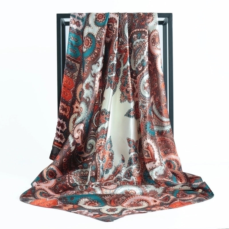 Women’s Minimalist Flower Satin Printing Scarves & Gloves