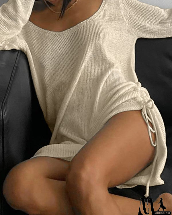 MidiSono - Drawstring Ruched Backless Dress