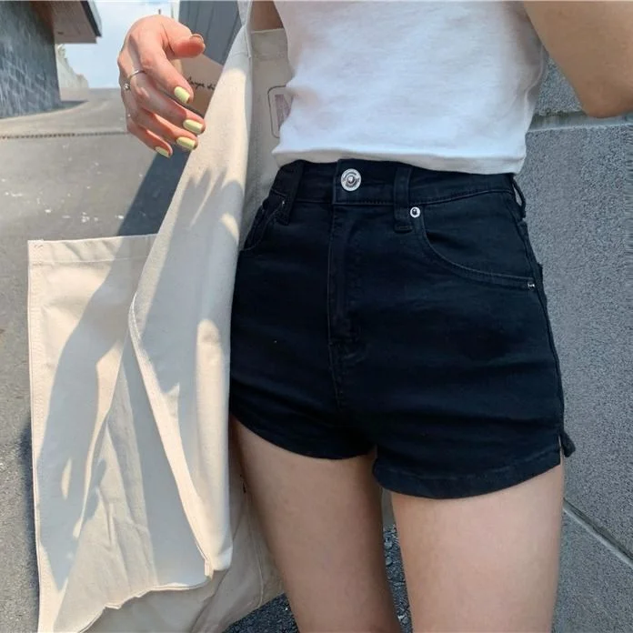 High Waist Clothing Korean Vintage Hot Summer Wide Leg Fashion Short Pants Women&#39;s Elastic Sexy Casual Jean Denim Shorts Female
