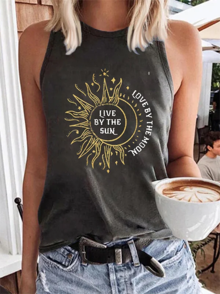 Women's Live By The Sun Love By The Moon Print Casual Tank Top