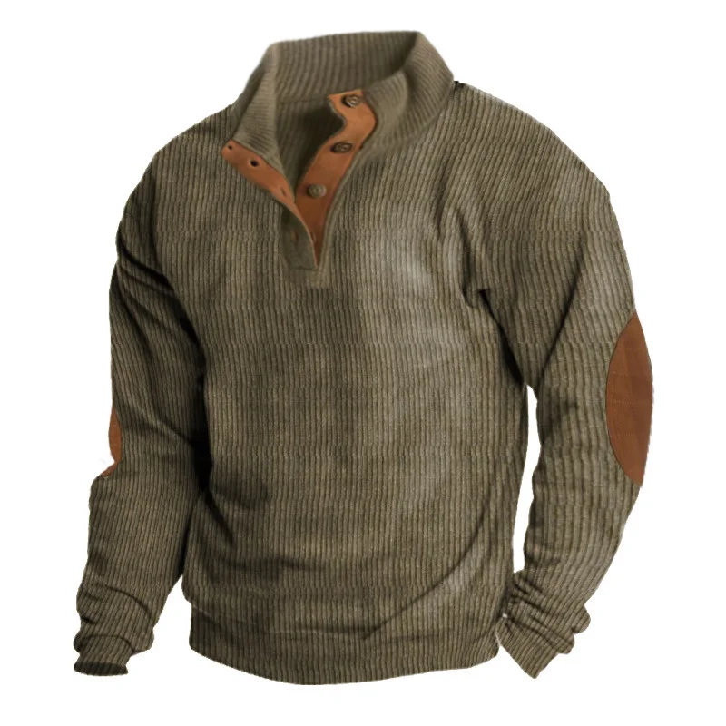 Ueong Ueong And Winter New Hot Men Outdoor Jacket Corduroy Casual Stand Collar Long Sleeve Hoodie Spot