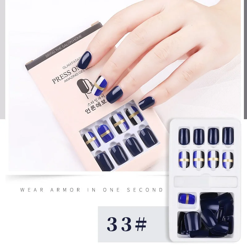 30pcs False Nail Artificial Tips Set Full Cover for Short Decoration Press On Nails Art Fake Extension With Glue detachable-Nail Inspo