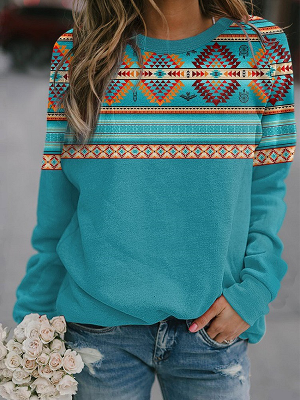 Women's Western Wear Aztec Style Sweatshirt Long Sleeve