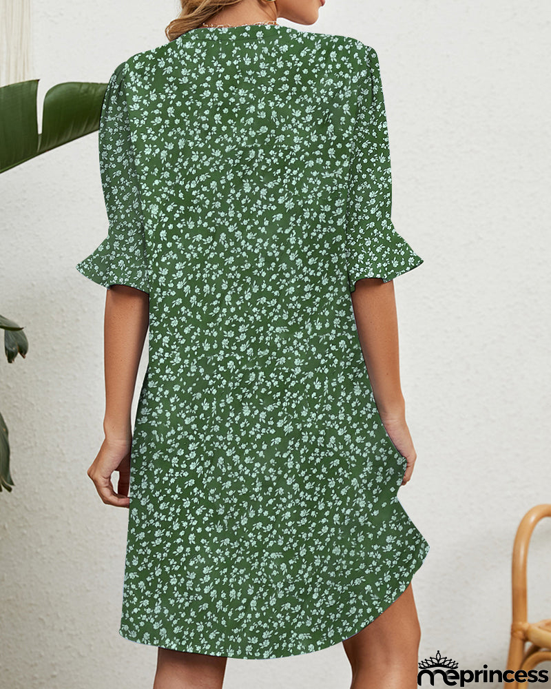 Green floral dress for women