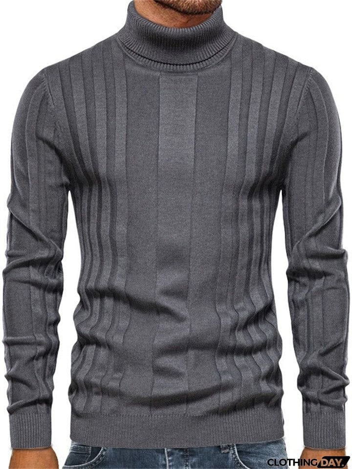 Casual Style High Collar Bottoming Shirt Men Knitted Tops